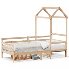 Sofa bed with solid pine wood roof 90x200 cm by , Beds and slatted bases - Ref: Foro24-3282202, Price: 165,23 €, Discount: %