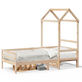 Sofá cama con techo madera maciza de pino 90x200 cm de , Camas y somieres - Ref: Foro24-3282190, Precio: 158,89 €, Descuento: %