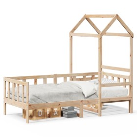 Sofa bed with solid pine wood roof 90x190 cm by , Beds and slatted bases - Ref: Foro24-3282214, Price: 163,99 €, Discount: %