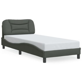 Bed frame with LED lights dark gray fabric 90x190 cm by , Beds and slatted bases - Ref: Foro24-3214156, Price: 156,91 €, Disc...