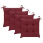 Garden chairs 4 units teak wood with red wine cushions by , Garden chairs - Ref: Foro24-3073028, Price: 551,30 €, Discount: %