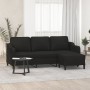 Sofá de 3 plazas con taburete de tela negro 180 cm de , Sofás - Ref: Foro24-3201139, Precio: 363,40 €, Descuento: %