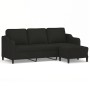 Sofá de 3 plazas con taburete de tela negro 180 cm de , Sofás - Ref: Foro24-3201139, Precio: 363,40 €, Descuento: %