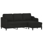 Sofá de 3 plazas con taburete de tela negro 180 cm de , Sofás - Ref: Foro24-3201139, Precio: 363,40 €, Descuento: %