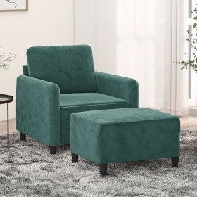 Sessel mit Hocker aus dunkelgrünem Samt, 60 cm. von , Sofas - Ref: Foro24-3201166, Preis: 215,02 €, Rabatt: %