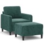 Sessel mit Hocker aus dunkelgrünem Samt, 60 cm. von , Sofas - Ref: Foro24-3201166, Preis: 216,64 €, Rabatt: %