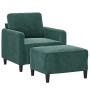 Sessel mit Hocker aus dunkelgrünem Samt, 60 cm. von , Sofas - Ref: Foro24-3201166, Preis: 216,64 €, Rabatt: %