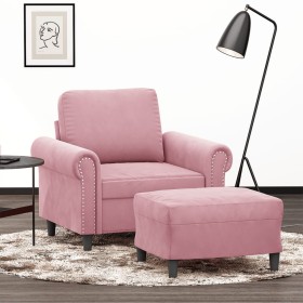 Sessel mit Hocker aus rosa Samt, 60 cm. von , Sofas - Ref: Foro24-3201208, Preis: 221,50 €, Rabatt: %