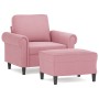 Sillón con taburete terciopelo rosa 60 cm de , Sofás - Ref: Foro24-3201208, Precio: 213,99 €, Descuento: %