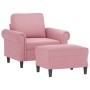 Sillón con taburete terciopelo rosa 60 cm de , Sofás - Ref: Foro24-3201208, Precio: 213,99 €, Descuento: %