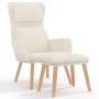 Sillón de relax con taburete terciopelo blanco crema de , Sillones - Ref: Foro24-3097829, Precio: 152,57 €, Descuento: %