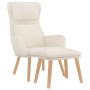 Sillón de relax con taburete terciopelo blanco crema de , Sillones - Ref: Foro24-3097829, Precio: 152,57 €, Descuento: %