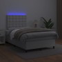 Cama box spring colchón y LED cuero sintético blanco 120x200 cm de , Camas y somieres - Ref: Foro24-3135934, Precio: 480,99 €...