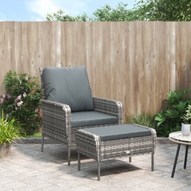 Garden armchair with gray synthetic rattan footrest by , Garden chairs - Ref: Foro24-364115, Price: 137,99 €, Discount: %