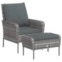 Sillón de jardín con reposapiés ratán sintético gris de , Sillas de jardín - Ref: Foro24-364115, Precio: 139,72 €, Descuento: %