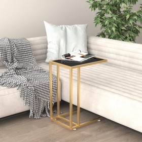 Side table for computer, black transparent glass, 50x35x65cm by , Side tables - Ref: Foro24-331646, Price: 36,30 €, Discount: %