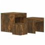 Stackable tables 3 pieces plywood smoked oak by , Side tables - Ref: Foro24-815225, Price: 56,70 €, Discount: %