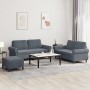 3-piece dark gray velvet sofa set with cushions by , Sofas - Ref: Foro24-3202221, Price: 584,43 €, Discount: %