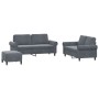 3-piece dark gray velvet sofa set with cushions by , Sofas - Ref: Foro24-3202221, Price: 577,06 €, Discount: %