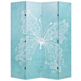 Folding room divider screen 160x170 cm blue butterfly by , Room dividers - Ref: Foro24-245886, Price: 105,99 €, Discount: %