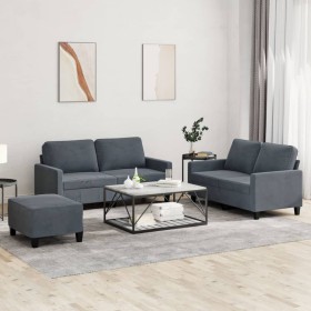 3-piece dark gray velvet sofa set with cushions by , Sofas - Ref: Foro24-3201507, Price: 558,94 €, Discount: %