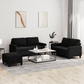 Schwarzes Samt-Sofaset mit 3 Kissenstücken. von , Sofas - Ref: Foro24-3201511, Preis: 509,99 €, Rabatt: %