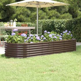 Steel powder-coated brown raised garden planter 224x80x36 cm by , Pots and planters - Ref: Foro24-318920, Price: 52,19 €, Dis...