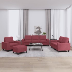 4-piece sofa set in burgundy fabric by , Sofas - Ref: Foro24-3201880, Price: 806,16 €, Discount: %