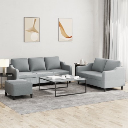 Three-piece sofa set with light gray fabric cushions by , Sofas - Ref: Foro24-3201842, Price: 594,63 €, Discount: %