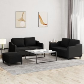 Schwarzes Sofaset mit 3-teiligen Kissen aus Stoff. von , Sofas - Ref: Foro24-3201814, Preis: 535,67 €, Rabatt: %