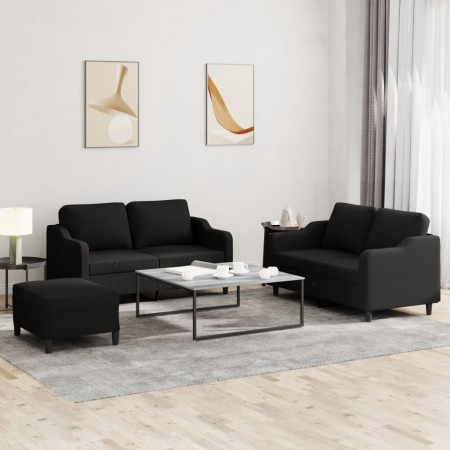 Three-piece sofa set with black fabric cushions by , Sofas - Ref: Foro24-3201814, Price: 540,16 €, Discount: %