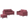 Three-piece sofa set with red wine fabric cushions by , Sofas - Ref: Foro24-3201816, Price: 504,11 €, Discount: %