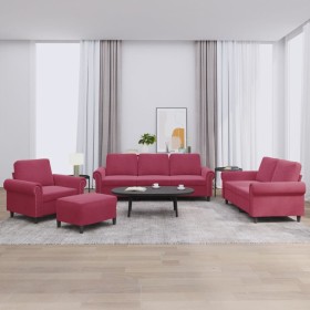 Set of sofas with 4 pieces of red velvet cushions by , Sofas - Ref: Foro24-3202184, Price: 733,99 €, Discount: %