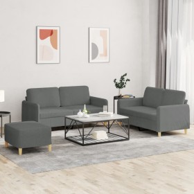 Three-piece dark gray fabric sofa set with cushions by , Sofas - Ref: Foro24-3202095, Price: 505,99 €, Discount: %