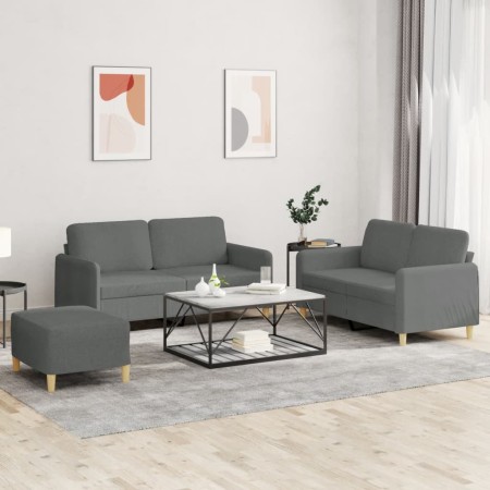 Three-piece dark gray fabric sofa set with cushions by , Sofas - Ref: Foro24-3202095, Price: 507,87 €, Discount: %