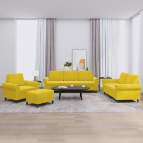 Set of sofas with 4 pieces of yellow velvet cushions by , Sofas - Ref: Foro24-3202186, Price: 733,99 €, Discount: %