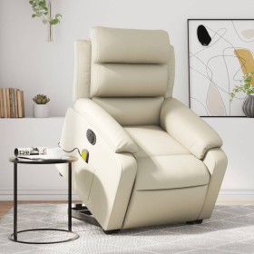 Electric lift massage armchair in synthetic cream leather by , Armchairs - Ref: Foro24-3205064, Price: 344,66 €, Discount: %