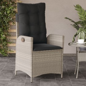 Sillón de jardín reclinable con cojines ratán PE gris claro de , Sillas de jardín - Ref: Foro24-365262, Precio: 132,99 €, Des...