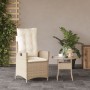 Silla de jardín reclinable con cojines ratán sintético beige de , Sillas de jardín - Ref: Foro24-365260, Precio: 132,75 €, De...