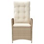 Silla de jardín reclinable con cojines ratán sintético beige de , Sillas de jardín - Ref: Foro24-365260, Precio: 132,75 €, De...