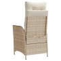 Silla de jardín reclinable con cojines ratán sintético beige de , Sillas de jardín - Ref: Foro24-365260, Precio: 132,75 €, De...