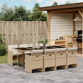 Garten-Essgruppe 9-teilig mit Kissen aus synthetischem Rattan in Beige. von , Gartensets - Ref: Foro24-3210562, Preis: 694,10...