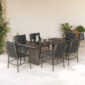 Garten-Essgruppe, 7-teilig, mit grauen Polstern aus synthetischem Rattan. von , Gartensets - Ref: Foro24-3212060, Preis: 756,...