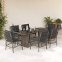 Garden dining set 7 pieces and gray synthetic rattan cushions by , Garden sets - Ref: Foro24-3212060, Price: 756,20 €, Discou...