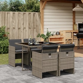 Garten-Essgruppe, 5-teilig, mit grauen Polstern aus synthetischem Rattan von , Gartensets - Ref: Foro24-3210536, Preis: 344,9...