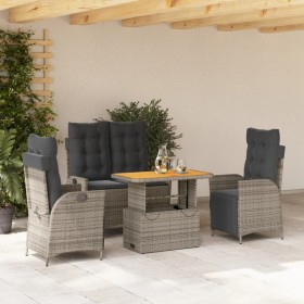 4-piece garden dining set with gray PE rattan cushions by , Garden sets - Ref: Foro24-3277468, Price: 560,34 €, Discount: %