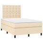 Boxspringbett mit Matratze und LED-Lichtern, cremefarbenem Stoff, 120x190 cm. von , Betten und Lattenroste - Ref: Foro24-3270...