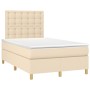 Boxspringbett mit Matratze und LED-Lichtern, cremefarbenem Stoff, 120x190 cm. von , Betten und Lattenroste - Ref: Foro24-3270...