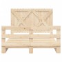 Solid pine wood bed frame with headboard 140x200 cm by , Beds and slatted bases - Ref: Foro24-3281576, Price: 214,16 €, Disco...