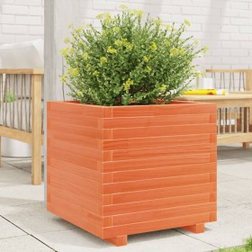 Solid pine wood planter in brown wax 50x50x49.5 cm by , Pots and planters - Ref: Foro24-3282516, Price: 130,99 €, Discount: %